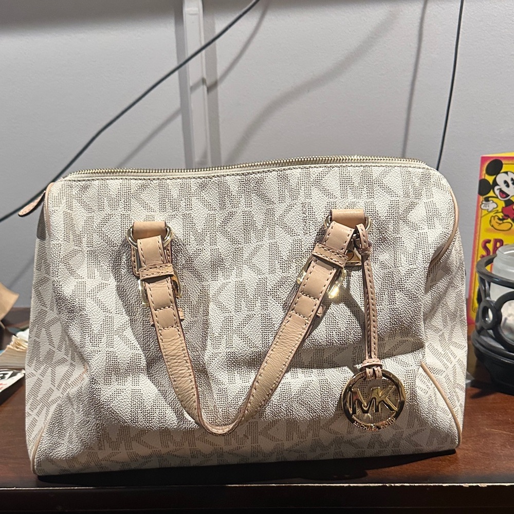 Michael Kors Beige Monogram Satchel